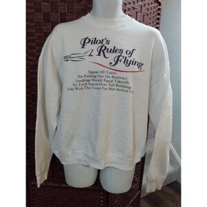 Vintage 90s Pilot's Rules Of Flying sweatshirt Funny XL Airplane Pilot Aircraft